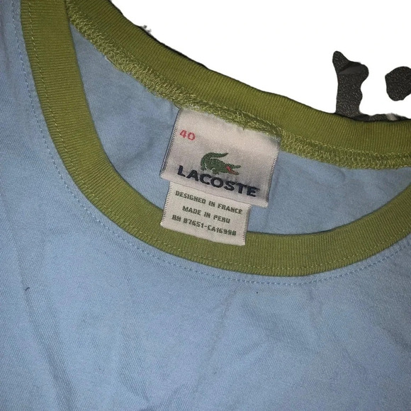 - Lacoste tee shirt y2k tennis prep vintage blue green - Picture 2 of 4